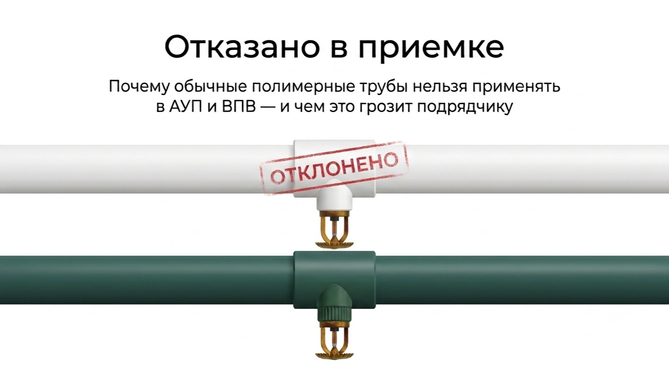 «Отказано в приемке»: почему обычные полимерные трубы нельзя применять в АУП и ВПВ и чем это грозит подрядчику.