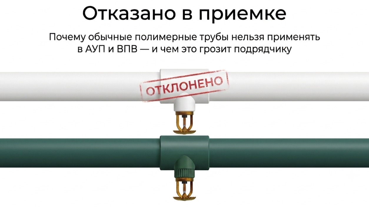«Отказано в приемке»: почему обычные полимерные трубы нельзя применять в АУП и ВПВ и чем это грозит подрядчику.