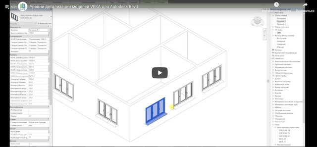 Уровни детализации моделей VEKA для Autodesk Revit