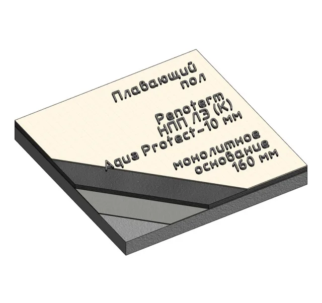 Перекрытие монолит160, Нпп ЛЭ(К)Aqua Protect10, стяжка50, плитка13