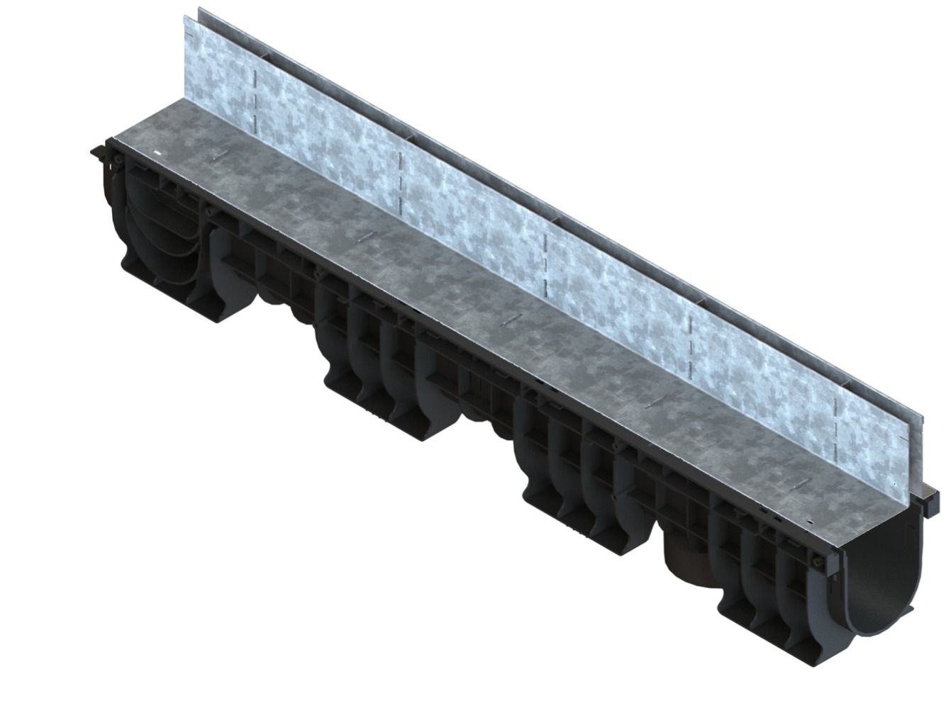 Лоток водоотводный пластиковый PolyMax Basic DN100 h155 с ЩН
