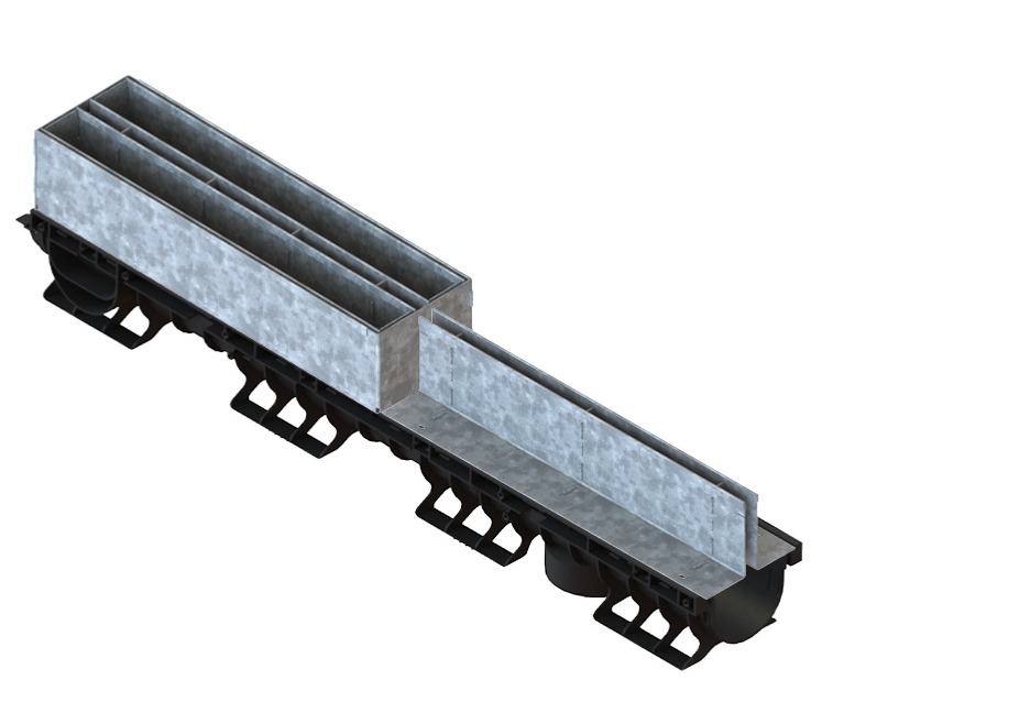 Лоток водоотводный пластиковый PolyMax Basic DN100 h120 с ЩН