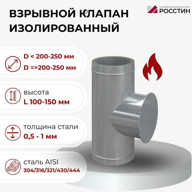 Взрывной клапан изолированный для дымохода нерж