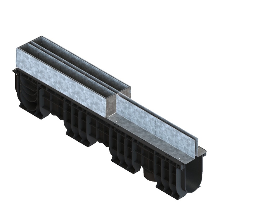 Лоток водоотводный пластиковый PolyMax Basic DN100 h200 с ЩН