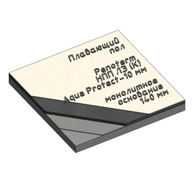 Перекрытие монолит140, Нпп ЛЭ(К)Aqua Protect10, стяжка50, плитка13