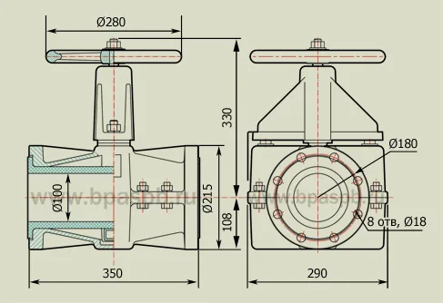 Задвижка шланговая DN 100