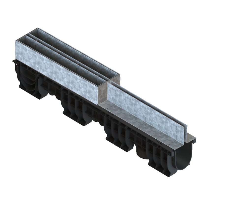 Лоток водоотводный пластиковый PolyMax Basic DN100 h155 c ЩН