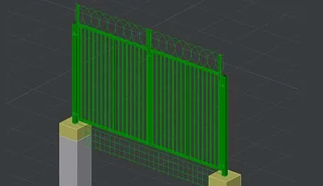 DWG Model Studio ворота распашные bars. Пр-во FENSYS