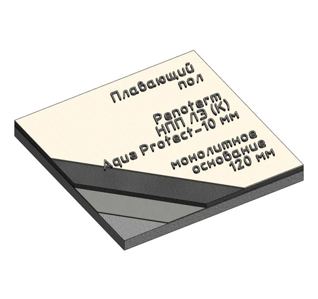 Перекрытие монолит120, Нпп ЛЭ(К)Aqua Protect10, стяжка50, плитка13