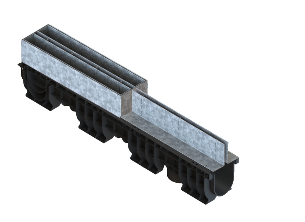 Лоток водоотводный пластиковый PolyMax Basic DN100 h155 с ЩН