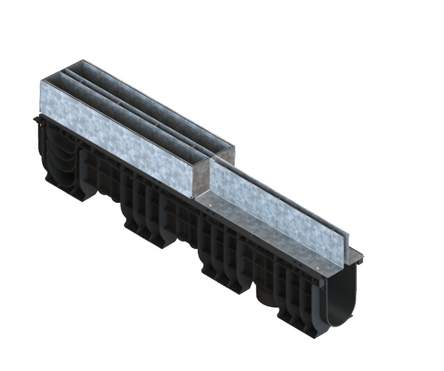 Лоток водоотводный пластиковый PolyMax Basic DN100 h200 с ЩН