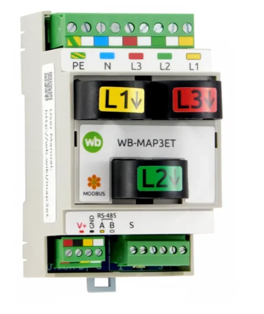 Трёхфазный счётчик с Modbus WB-MAP3ET